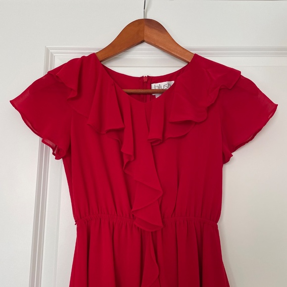 Blush by US Angels Girls Dress; Red with Ruffles; Size 12 - Picture 2 of 3